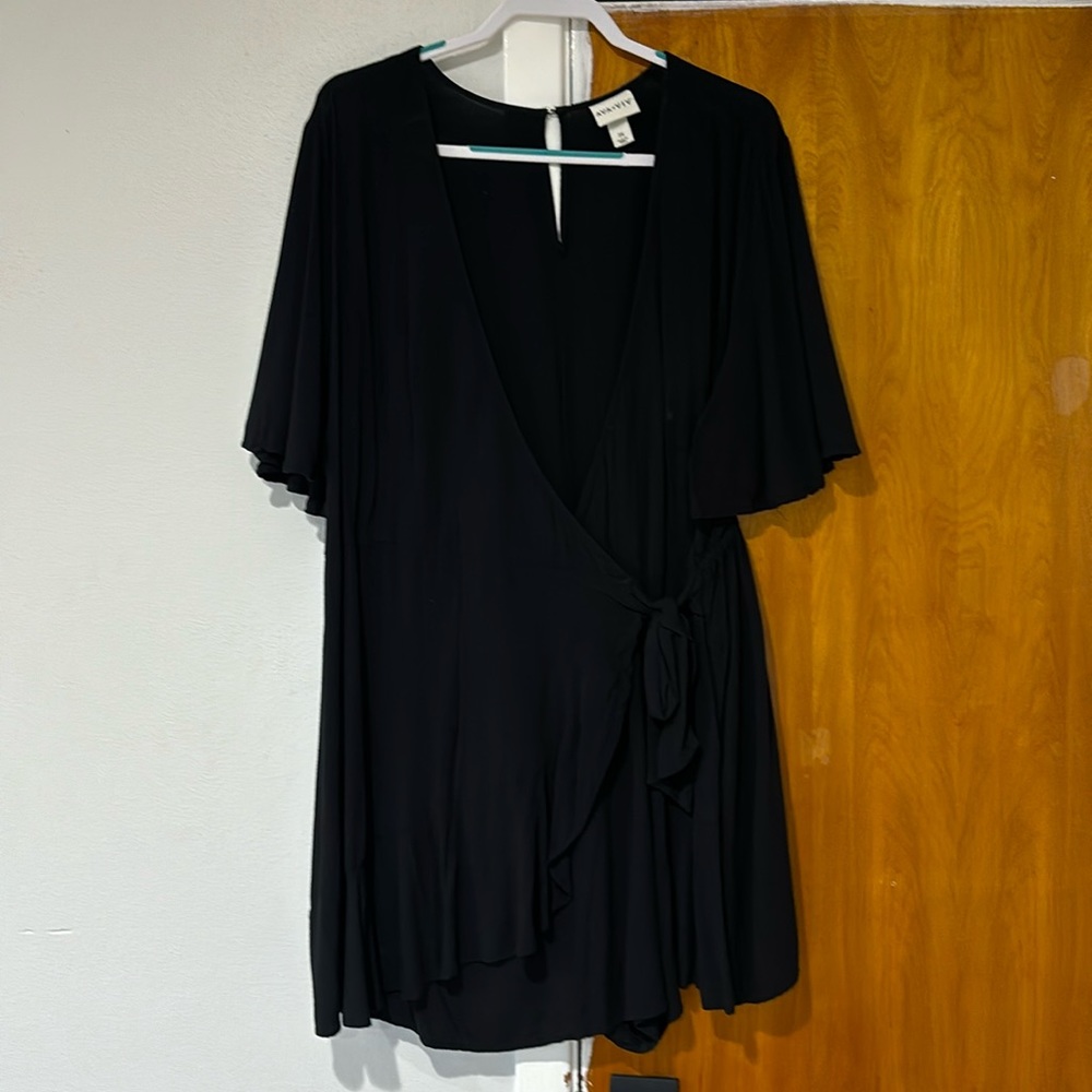 Ava &Viv Black Side-Tie Dress with romper shorts underneath! Size 2X